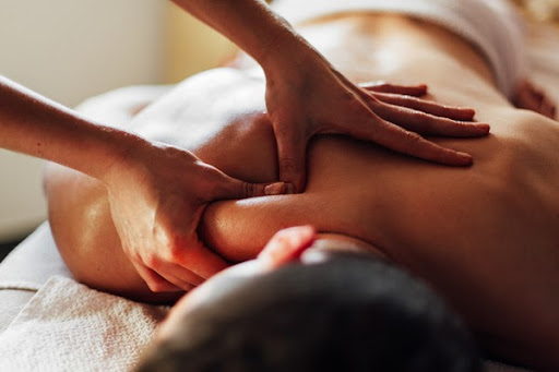 Getting a back massage.