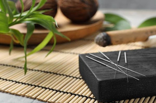 Acupuncture needles used in complementary and alternative medicine.