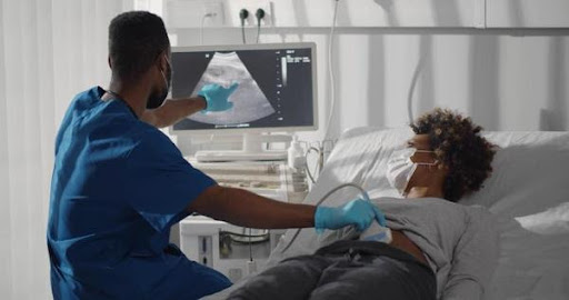 Woman getting an ultrasound.